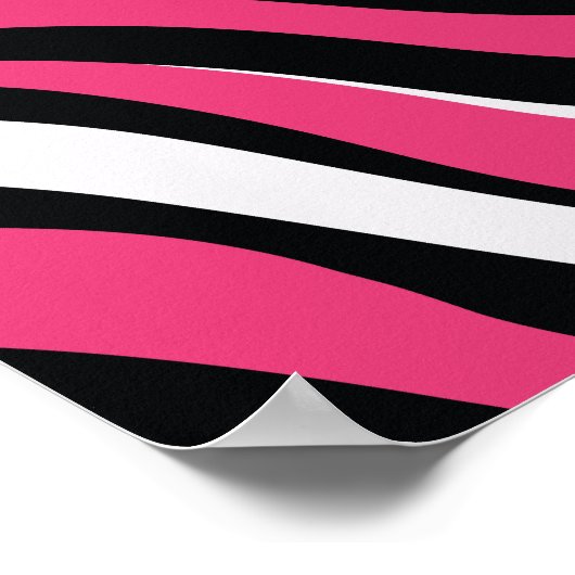 Roze en Zwarte Zebra Stripes Poster (Hoek)