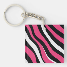 Roze en Zwarte Zebra Stripes Sleutelhanger