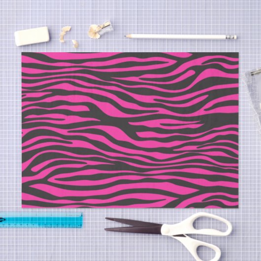 Roze en Zwarte Zebra Stripes Tissuepapier (Craft)