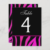 Roze en Zwarte Zebra Trouwtafel Nummer Kaart (Voorkant / Achterkant)