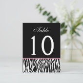 Roze en Zwarte Zebra Trouwtafel Nummer Kaart (Staand voorkant)