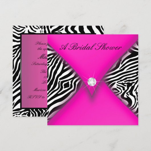 Roze en zwarte Zebra Vrijgezellenfeest Kaart (Voorkant / Achterkant)