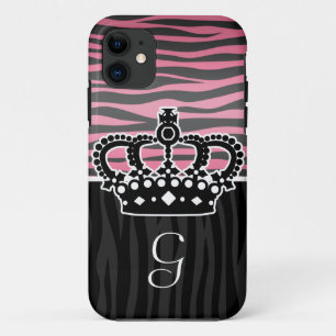 Roze en zwarte zebraafdrukken van meisjesprinses Case-Mate iPhone case