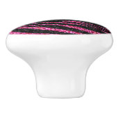 Roze en zwarte zebrapatroon (faux glitter) keramische knop (Zijkant)