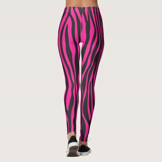 Roze en zwarte zebraprint leggings (Achterkant)