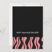 Roze en Zwarte Zebraprint Verjaardagsuitnodiging Kaart (Achterkant)