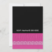 Roze en Zwarte Zebraprint Verjaardagsuitnodiging Kaart (Achterkant)