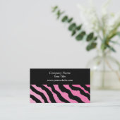 Roze en Zwarte Zebraprint Visitekaartje (Staand voorkant)