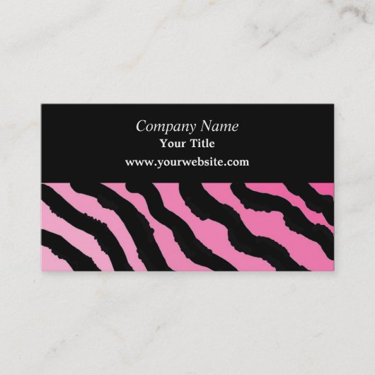 Roze en Zwarte Zebraprint Visitekaartje (Voorkant)