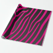 Roze en zwarte zebrastripes — Dierafdrukken Cadeaupapier (Uitgerold)