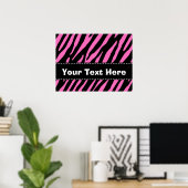 Roze en zwarte zebrastripes; dierlijke afdruk poster (Thuiskantoor)