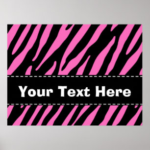 Roze en zwarte zebrastripes; dierlijke afdruk poster
