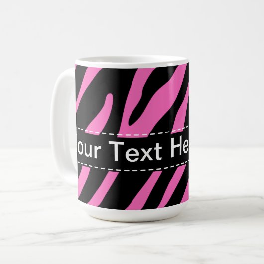 Roze en zwarte zebrastripes; Dierlijke afdrukken Koffiemok (Voorkant links)