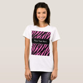 Roze en zwarte zebrastripes; Dierlijke afdrukken T-shirt (Voorkant volledig)