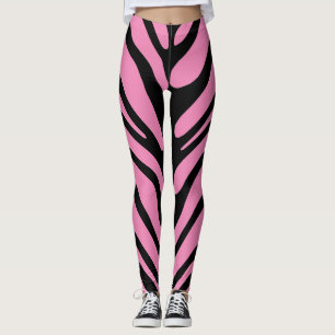 Roze en zwarte zebrastripes leggings