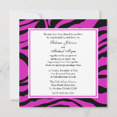 Roze en zwarte Zebrastripes Wedding-uitnodigingen Kaart (Achterkant)