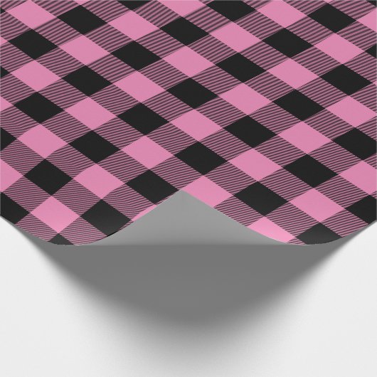 Roze en zwarte Zig Zag Buffalo Play Craft Cadeaupapier (Hoek)