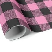 Roze en zwarte Zig Zag Buffalo Play Craft Cadeaupapier (Rol Hoek)