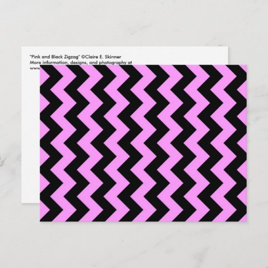 Roze en zwarte zigzag briefkaart (Voorkant / Achterkant)