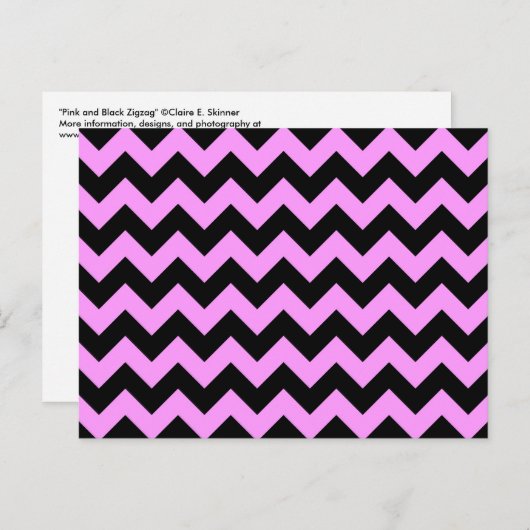 Roze en zwarte zigzag briefkaart (Voorkant / Achterkant)
