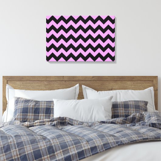 Roze en zwarte zigzag canvas afdruk (Insitu (Slaapkamer))