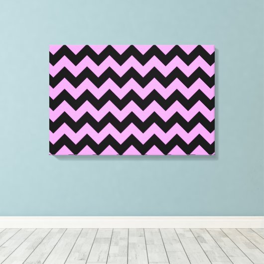 Roze en zwarte zigzag canvas afdruk (Insitu (Houten vloer))