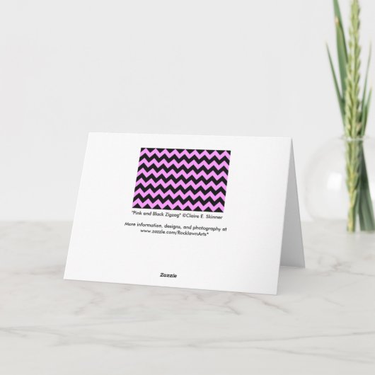 Roze en zwarte zigzag kaart (Achterkant)