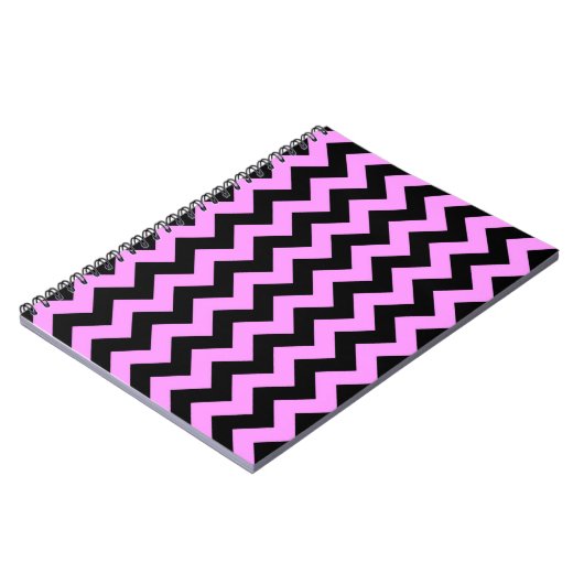 Roze en zwarte zigzag notitieboek (Linkerzijde)