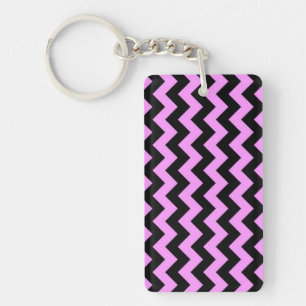 Roze en zwarte zigzag sleutelhanger