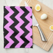 Roze en Zwarte Zigzag Theedoek (Quarter Fold)