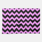 Roze en Zwarte Zigzag Theedoek (Horizontaal)