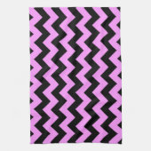 Roze en Zwarte Zigzag Theedoek (Verticaal)
