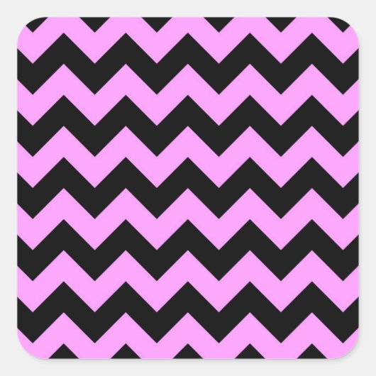 Roze en zwarte zigzag vierkante sticker (Voorkant)