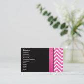 Roze en zwarte zigzag visitekaartje (Staand voorkant)