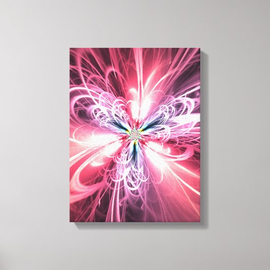Roze Energie Vlinder Fractale Kunst Canvas Afdruk (Voorkant)