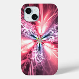 Roze Energie Vlinder Fractale Kunst iPhone 15 Case