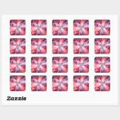 Roze Energie Vlinder Fractale Kunst Vierkante Sticker (Vel)