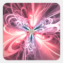 Roze Energie Vlinder Fractale Kunst Vierkante Sticker