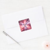 Roze Energie Vlinder Fractale Kunst Vierkante Sticker (Envelop)