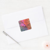 Roze Energie Vlinder Fractale Kunst Vierkante Sticker (Envelop)