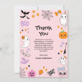 Roze enge één schattige spook Halloween 1e verjaar Bedankkaart (Voorkant)