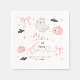Roze enge eerste verjaardag Cute Ghost Halloween Servet