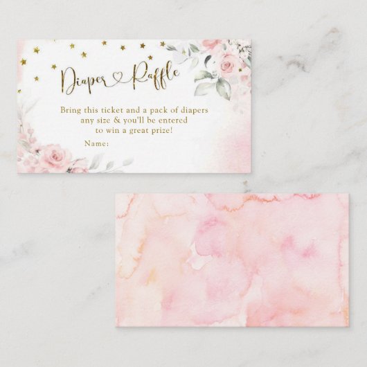 Roze Engel Baby Heaven Sent Luier Raffle Informatiekaartje (Voorkant / Achterkant)