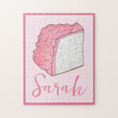 Roze Engel Eten Cake Slice Baking Gepersonaliseerd Legpuzzel (Verticaal)