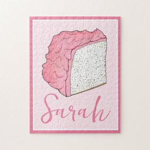 Roze Engel Eten Cake Slice Baking Gepersonaliseerd Legpuzzel