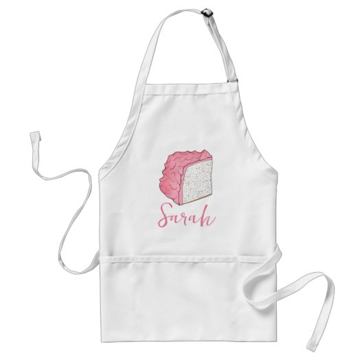 Roze Engel Eten Cake Slice Baking Gepersonaliseerd Standaard Schort (Voorkant)