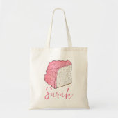 Roze Engel Eten Cake Slice Baking Gepersonaliseerd Tote Bag (Voorkant)
