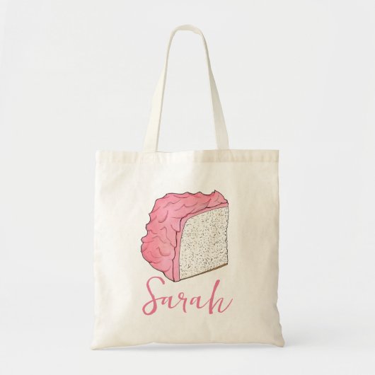 Roze Engel Eten Cake Slice Baking Gepersonaliseerd Tote Bag (Voorkant)