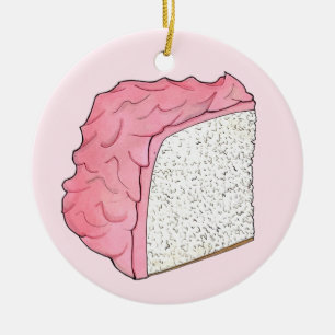 Roze Engel Eten Cake Slice Bakken Retro Dessert Keramisch Ornament