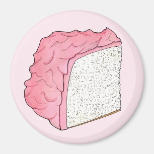 Roze Engel Eten Cake Slice Bakken Retro Dessert Magneet